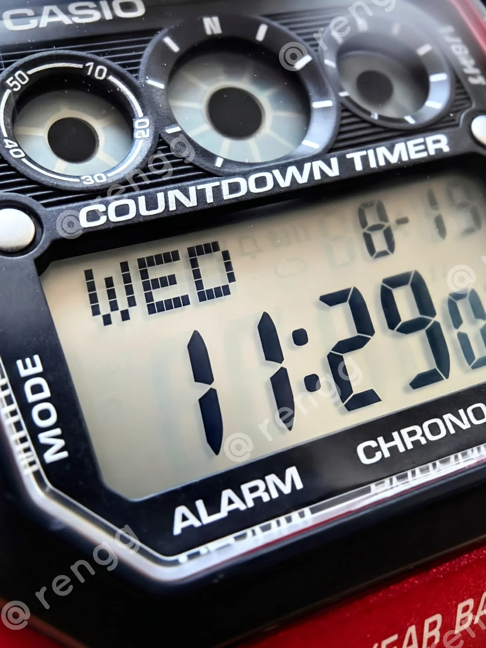 42mm Casio Red Digital Sport Watch with Countdown Timer